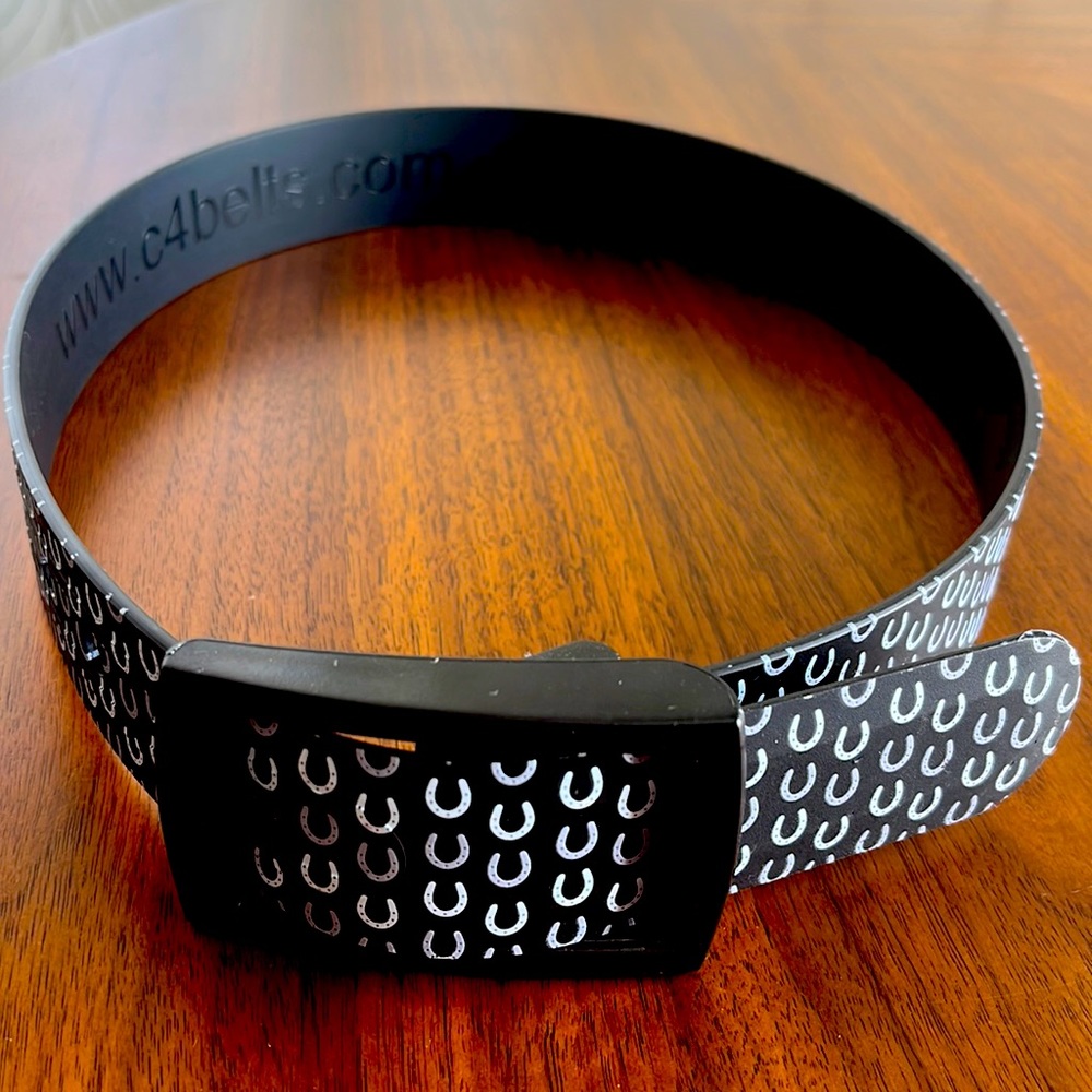 C4 Equestrian Belt, black with Grey/white horseshoes